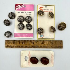 NOS Vintage Buttons Anchors Crest Icon Nautical & Leather Look - Lot of 14